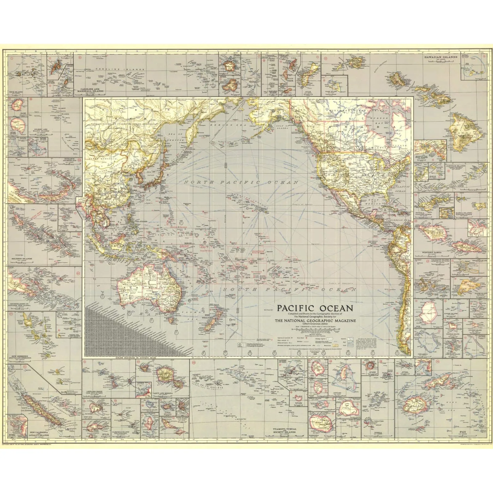 A 1936 Pacific Ocean map.