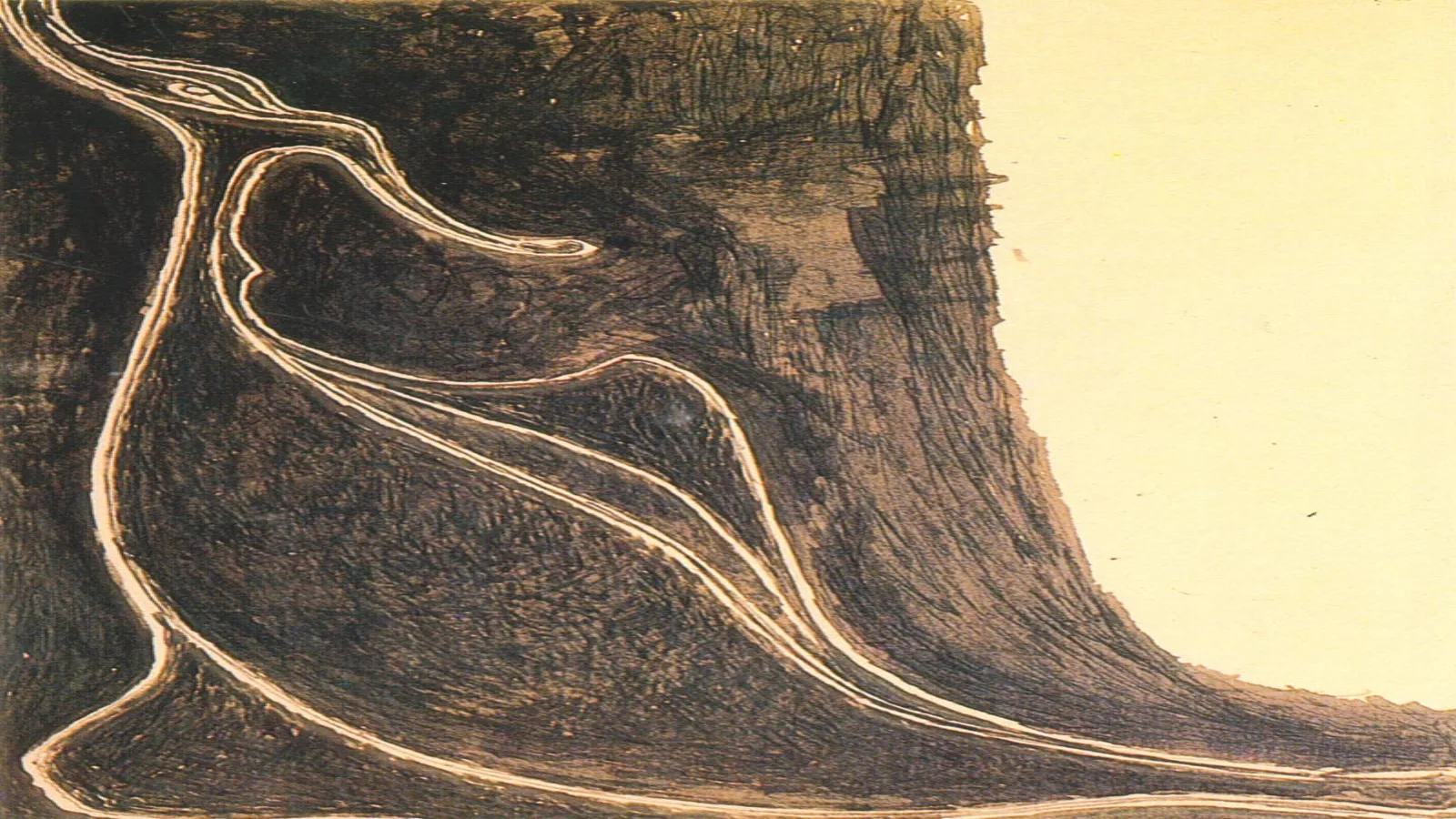 A late painting by Rabindranath Tagore showing a bird-like figure.