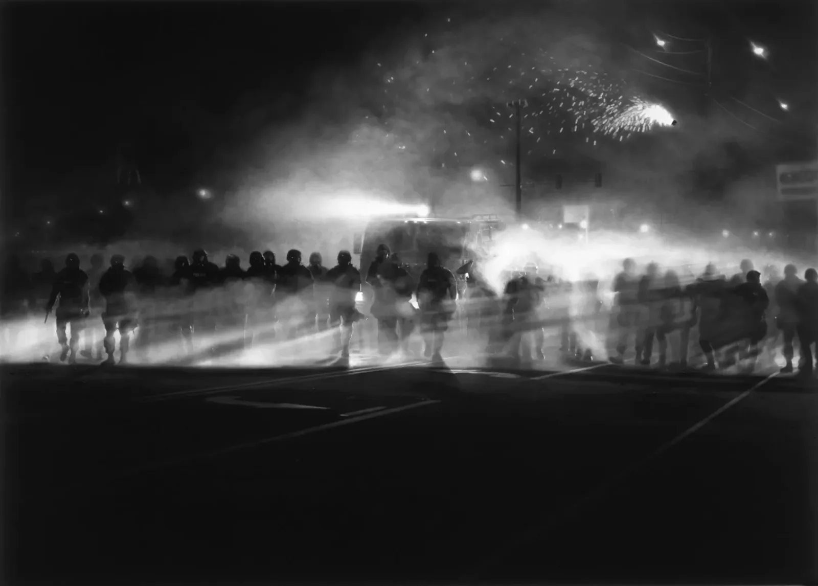 Robert Longo's Untitled (Ferguson Police, August 13, 2014).